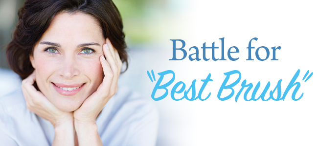 Smiling woman after deciding which is the best toothbrush to buy