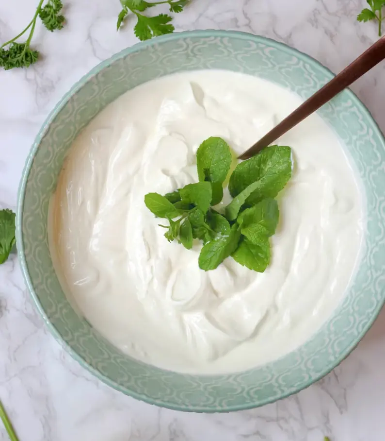 Yogurt with basil